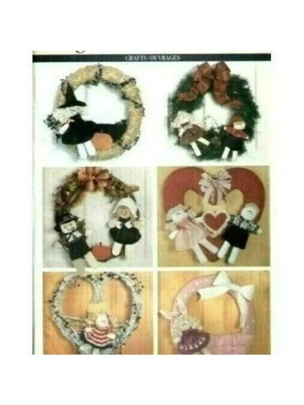 VTG Sewing Pattern Butterick 5676 Crafts Seasonal Doll Hearts 9 Holiday Wreaths